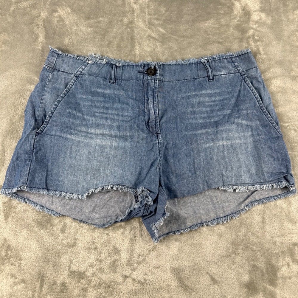 Michael Kors Shorts Womens 10 Blue Denim Frayed Raw Hem EUC